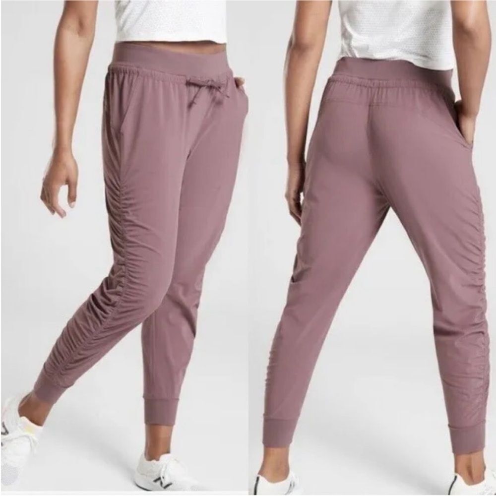 ATHLETA | Mauve Pink Cinched Attitude Pants Drawstring Joggers Women’s Size 16